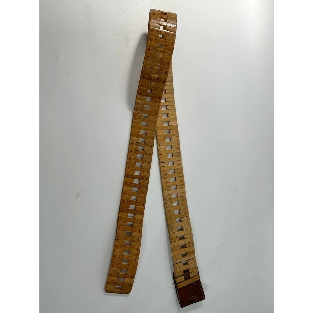 Vintage wooden bamboo leather buckle - Picture 5 of 6